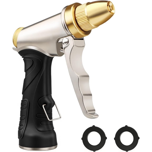 AOVOX Garden Hose Nozzle, Upgraded Heavy Duty Metal Spray Nozzle, High Pressure Water Nozzle with Adjustable Spray Patterns for Watering Plants, Car Washing, and Pet Showering