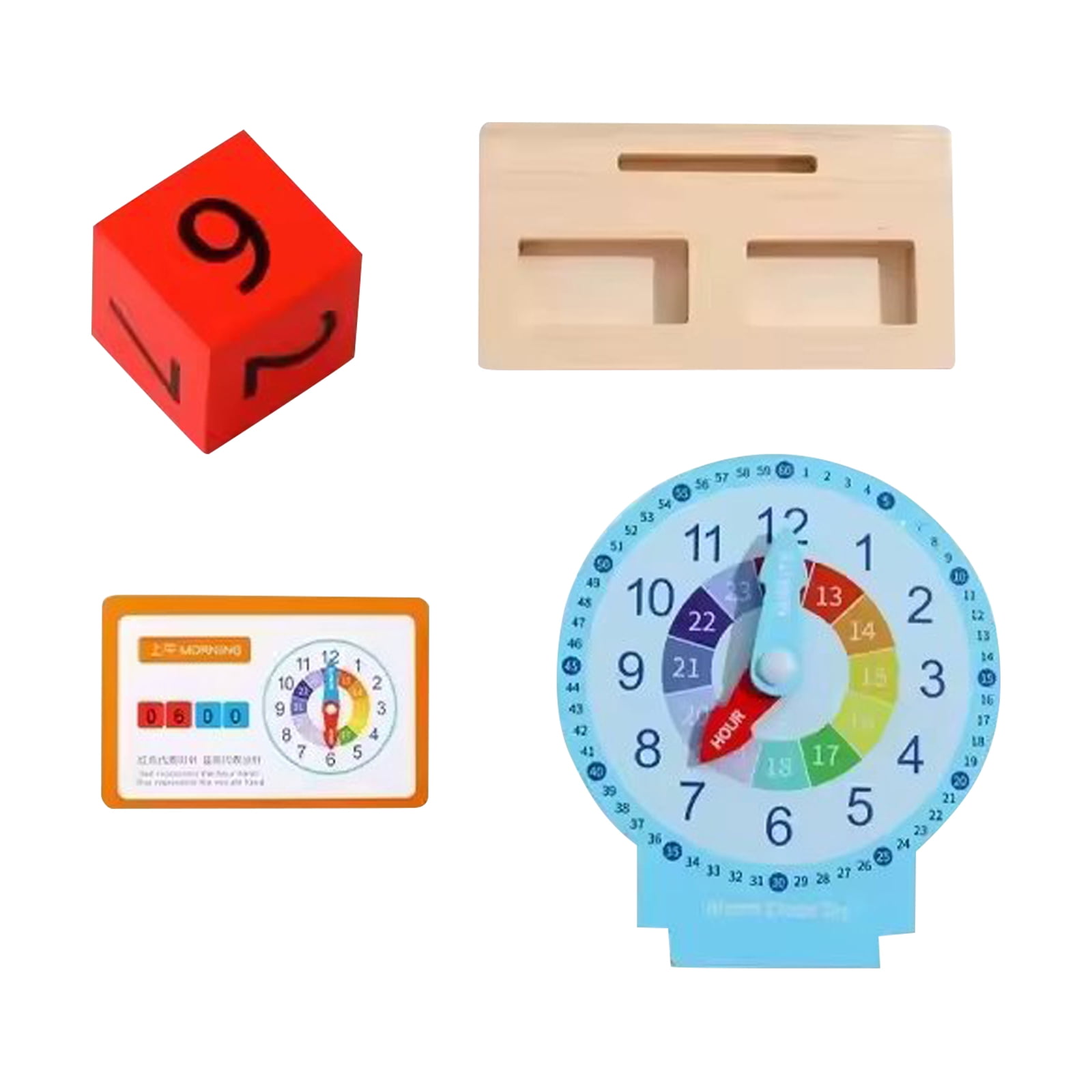 AOVUWU Educational Wooden Clock Toy Set for Kids Learn Time, Numbers ...