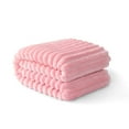 thumbnail image 1 of AOVUWU & Fleece Throw Blanket for Couch, Super Soft 3D Striped Jacquard Blanket, Lightweight Fuzzy Cozy Blankets, Pink, 1 of 8