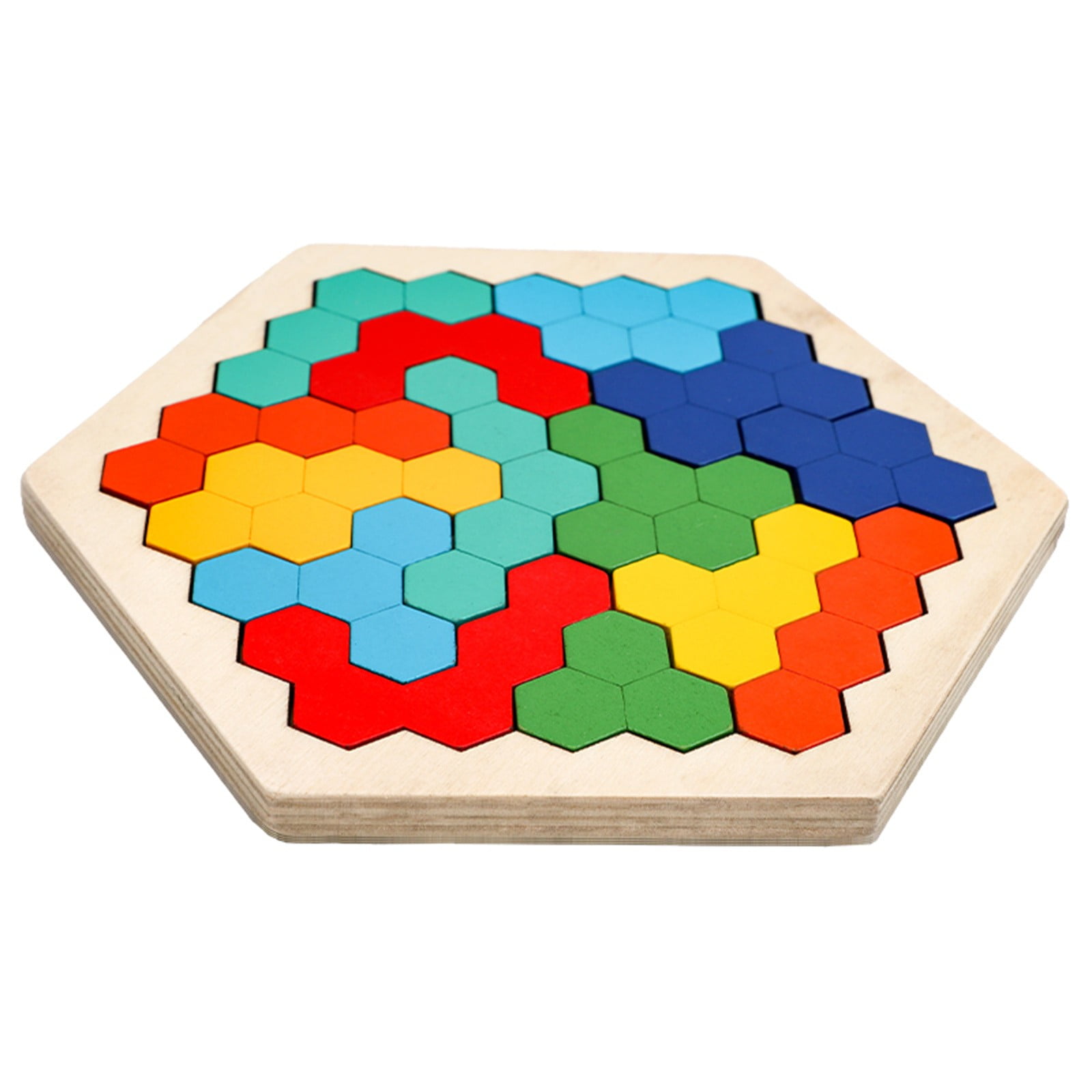 AOVUWU Wooden Hexagon Puzzle Geometric Tangram Shape Pattern Block ...
