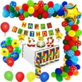 thumbnail image 1 of AOWEE Boys Birthday Building Brick Decorations, Colorful Balloon Arch Birthday Party Building Blocks Decorations with Happy Birthday Banner for Boy Baby Shower Child Birthday Anniversary, 1 of 7