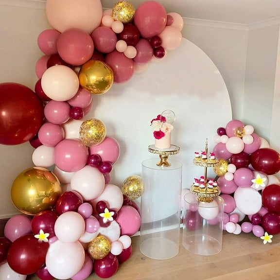 AOWEE Burgundy Balloon Garland Kit, Wine Red Rose Gold Confetti Balloons Latex Arch Garland for Women Girl Birthday Baby Shower Wedding Party