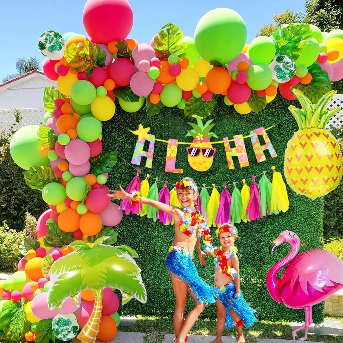 AOWEE Hawaiian Flamingo Party Supplies, Beach Themed Balloon