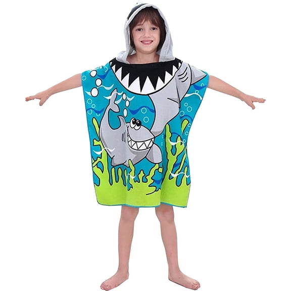 AOWEE Kids Hooded Bath Poncho, Kids Hooded Beach Towel Microfiber Beach Towel Bath Shower Swim Pool Bathrobe for Girls Boys 2-8 Years