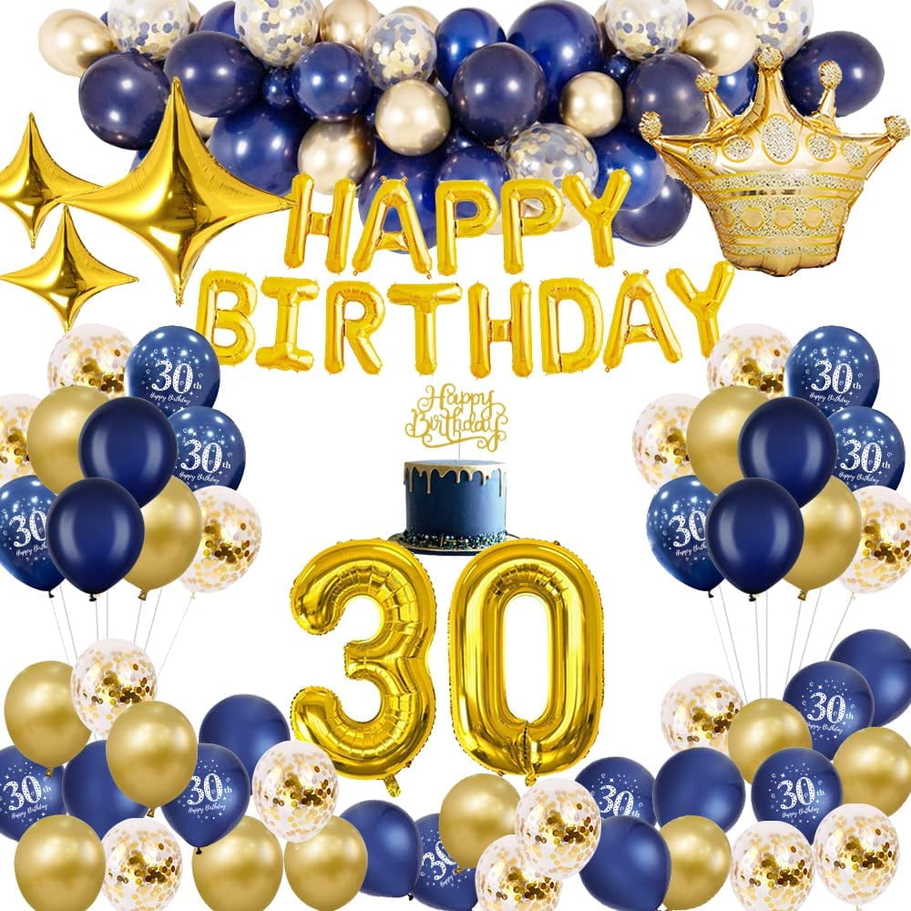 AOWEE Night Blue Party Decorations, Royal Blue and Gold Balloons