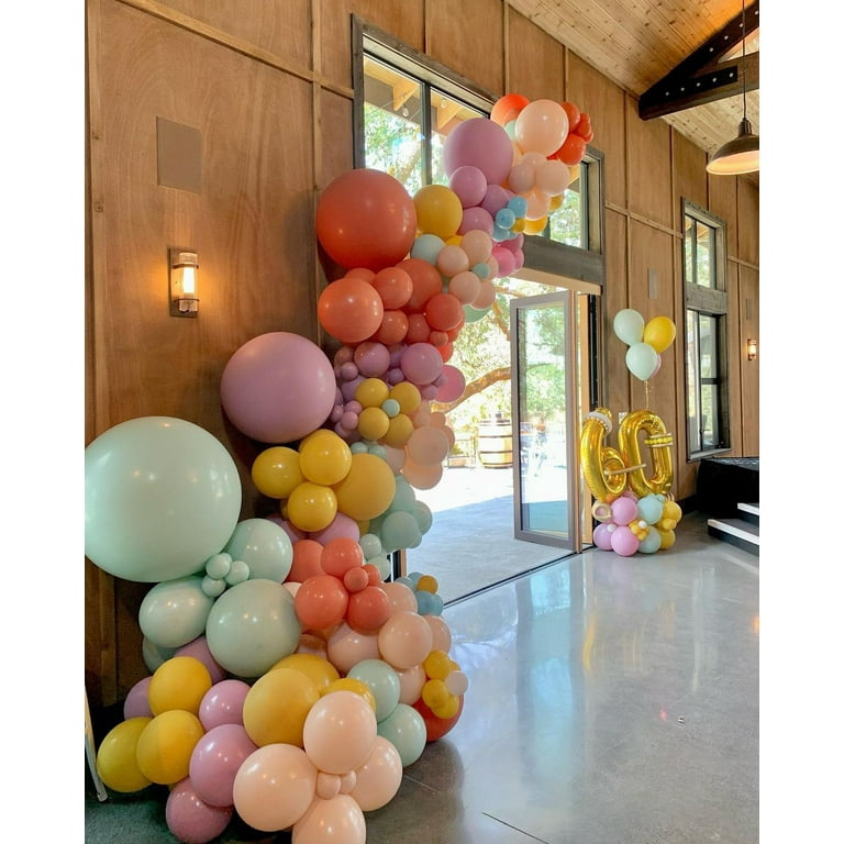 YANSION Pastel Macaron Balloon Garland Kit, Rainbow Pastel Macaron Balloons  for Birthday Baby Shower Wedding Gender Reveal Party Supplies Decorations