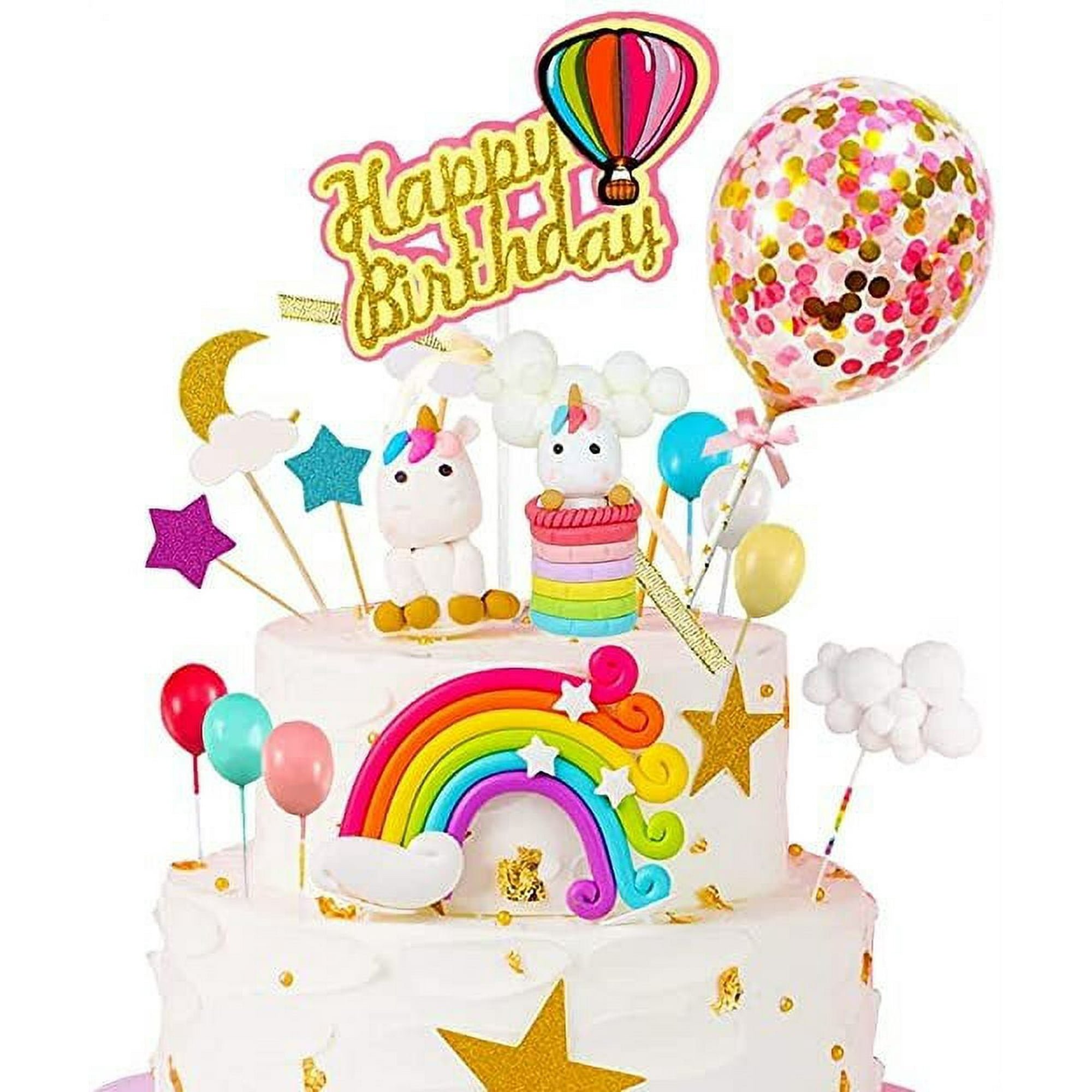 AOWEE Unicorn Cake Decorations for Girls and Boys, Rainbow Cake ...