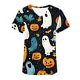 AOWNGIOYJRO Halloween Scrub Tops Women Plus Size Women's VNeck Scrub