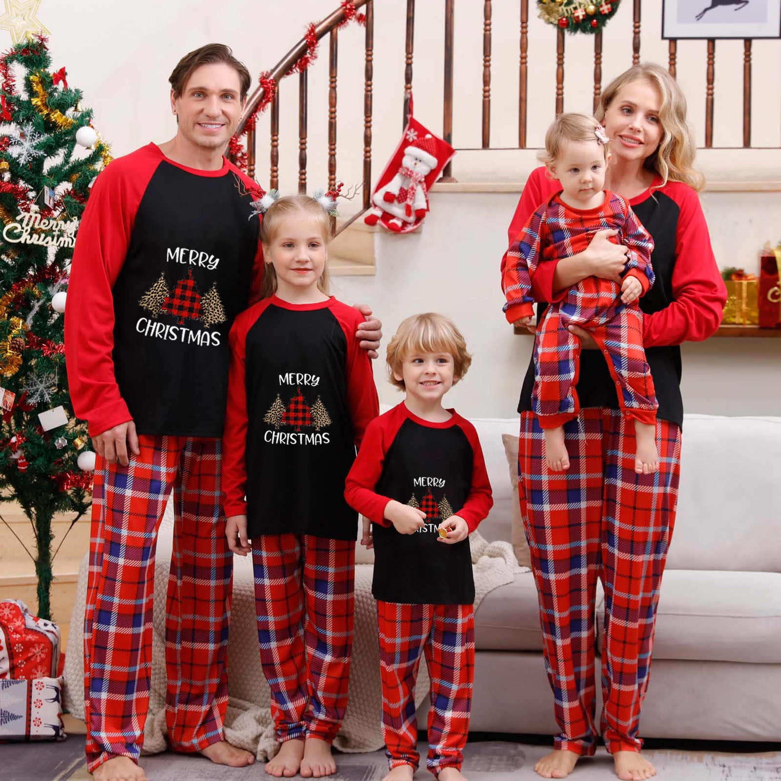AOWNGIOYJRO Matching Christmas Pajamas For Family Adult Men Women Kids Toddler Dog Ugly Christmas Pajamas for Family Matching Set Christmas Family Pajamas Plaid Pajamas Family Pajamas Matching Sets Wa...