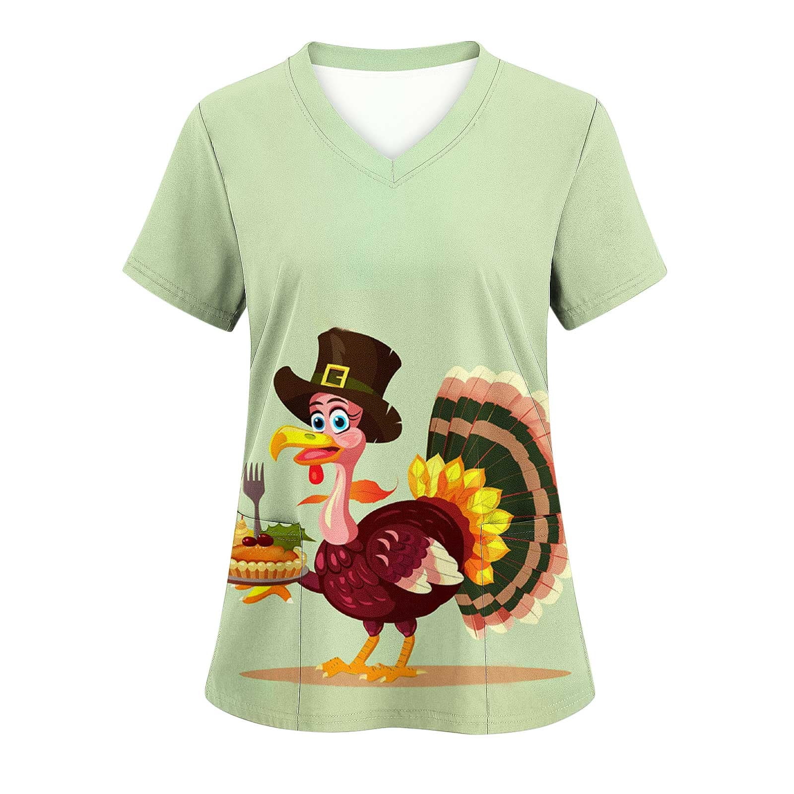 AOWNGIOYJRO Turkey Scrubs For Women Thanksgiving Scrub Tops Women