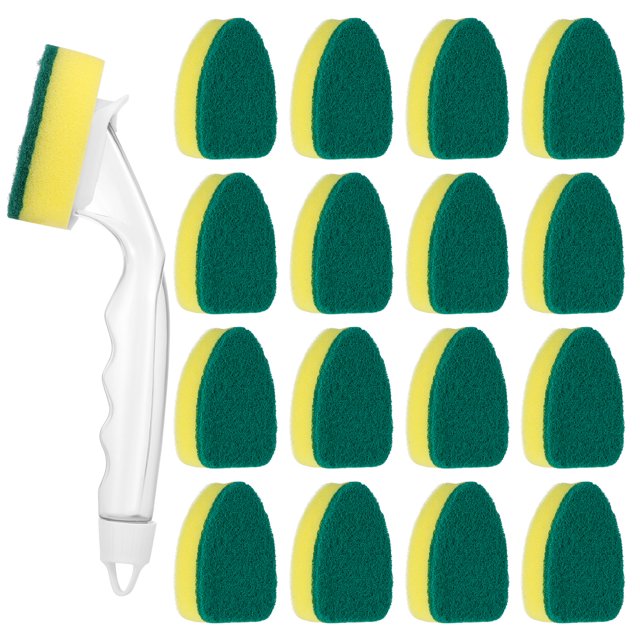 AOWOO 1 Dish Wand and 16 Refill Replacement Sponge Heads, Non Scratch