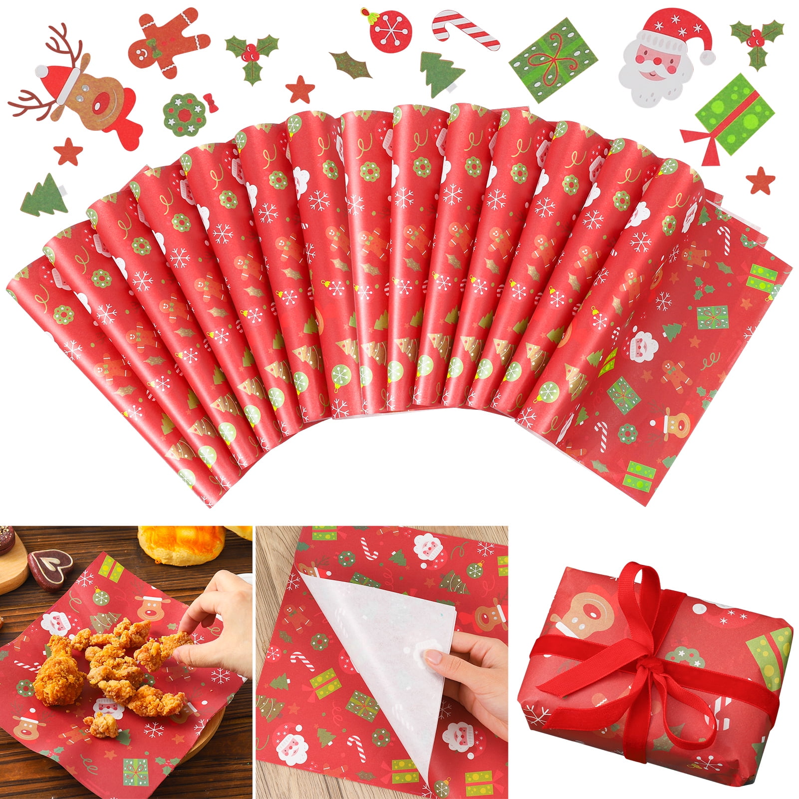 Christmas Wax Paper Sheet 100PCS Snowflakes Parchment Paper Christmas Food  Wrapping Paper Wax Baking Liner Christmas Party Supplies