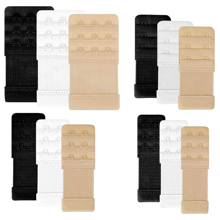 12 Pieces Women's Bra Extenders 4 Hooks for Plus Size Soft Comfortable  Stretchy Elastic Bra Extension Strap Bra Band Extender 