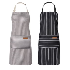 AOWOO 2 Pack Chef Aprons for Cooking & Baking - Soft Restaurant Quality Kitchen Aprons with Adjustable Neck & Long Tie, 2 Pockets Protective Aprons for Men & Women, BBQ Grilling Baking