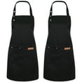 thumbnail image 1 of AOWOO 2 Pack Kitchen Bib Apron, Adjustable Waterdrop Resistant Apron with 3 Pockets, Kitchen Cooking Chef Apron for Women Men, Unisex Black Apron for Kitchen Cooking Baking Crafting BBQ Drawing, 1 of 8
