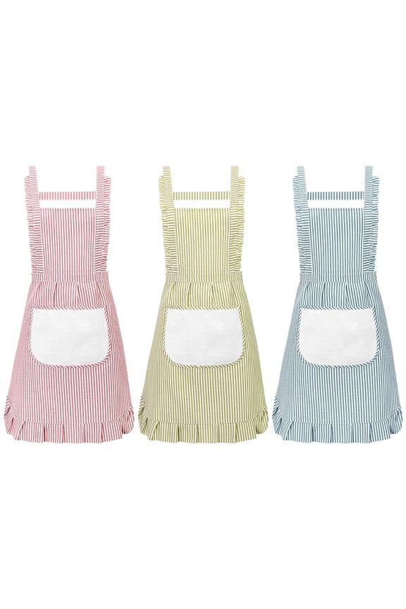 3 Pack Adjustable Kitchen Aprons for Women, Cute Princess Skirt Design Vintage Apron with Pockets for Cooking Baking BBQ Restaurant, Mothers Day Gift