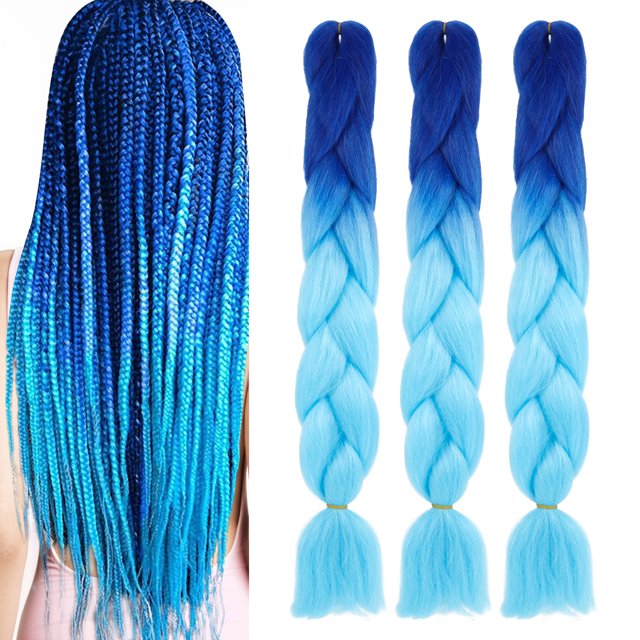 AOWOO 24 Inch Jumbo Braiding Hair, 3 Pack Synthetic Ombre, TangleFree Hair Extensions for Women