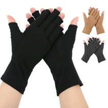 AOWOO 3 Pairs Arthritis Compression Gloves for Women Men, Fingerless Compression Gloves, Strengthen Compression Gloves to Alleviate Hand Pains, for Carpal Tunnel, Rheumatoid, Tendonitis(Black, Dark Gray, Skin Color)