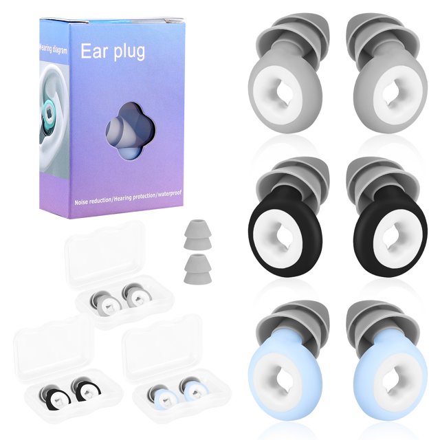 AOWOO Reusable Silicone Ear Plugs, Noise Cancelling, 33dB Reduction for Sleep, Work, Travel (3