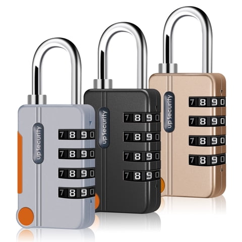 AOWOO 3 Pcs 4 Digit Small Combination Locks, Zinc Alloy Combination Lock Outdoor, Resettable Sport Padlock, Multifunctional Waterproof Password Padlock for Gym, Fence, Staff Locker
