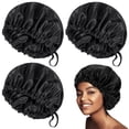 thumbnail image 1 of AOWOO 3 Pcs Satin Silk Hair Bonnet for Sleeping, Extra Large Double-Layer Adjustable Hair Bonnet for Long Short Hair Curly Braids Hair, Hair Bonnets for Woman and Men(Black), 1 of 8