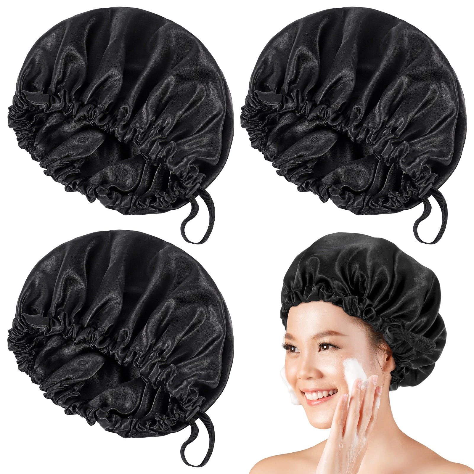 AOWOO 3 Pcs Satin Silk Hair for Sleeping, Extra Large DoubleLayer Adjustable Hair