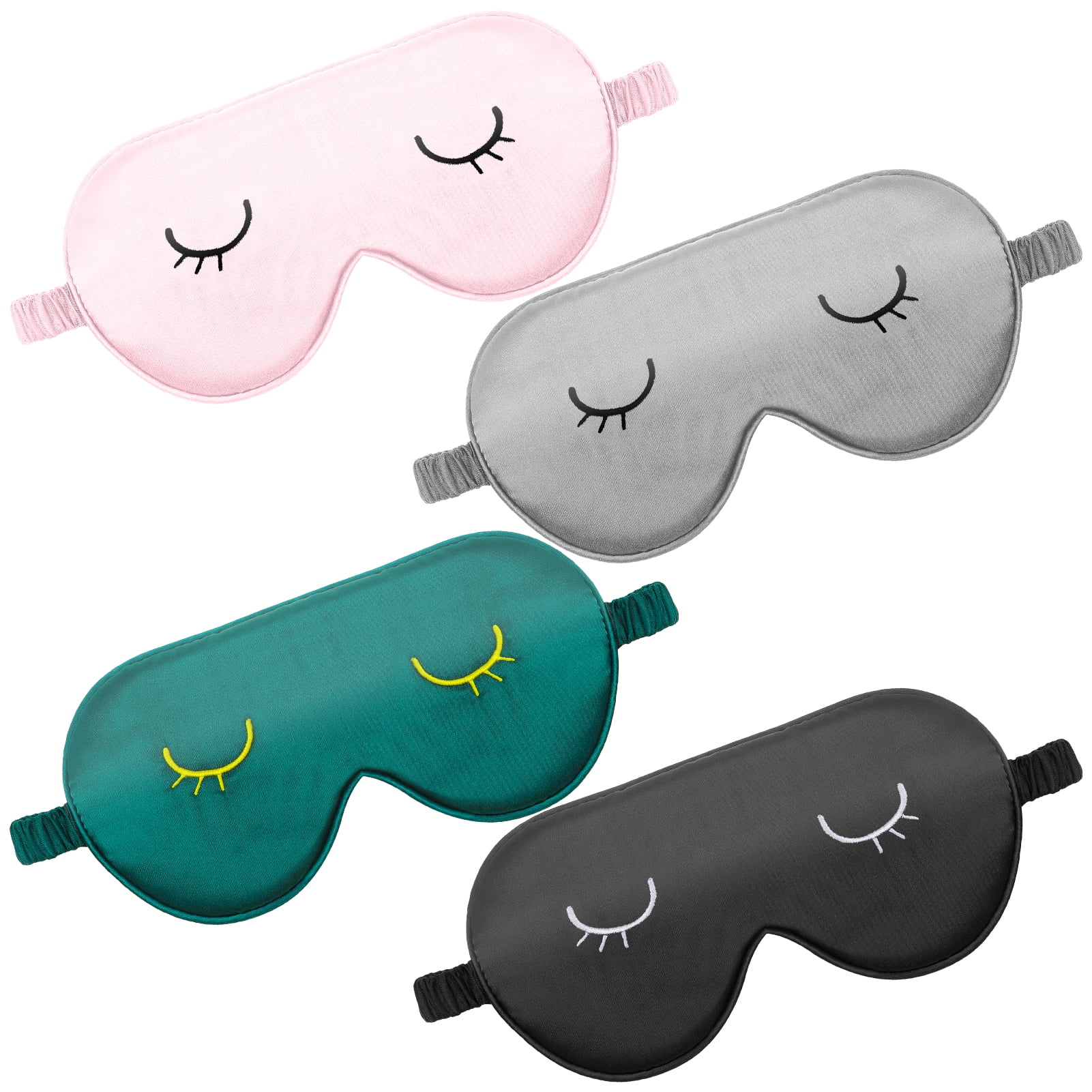 AOWOO 4 Pack Cute Kids Eye Mask for Sleeping, Adjustable Silk Sleep