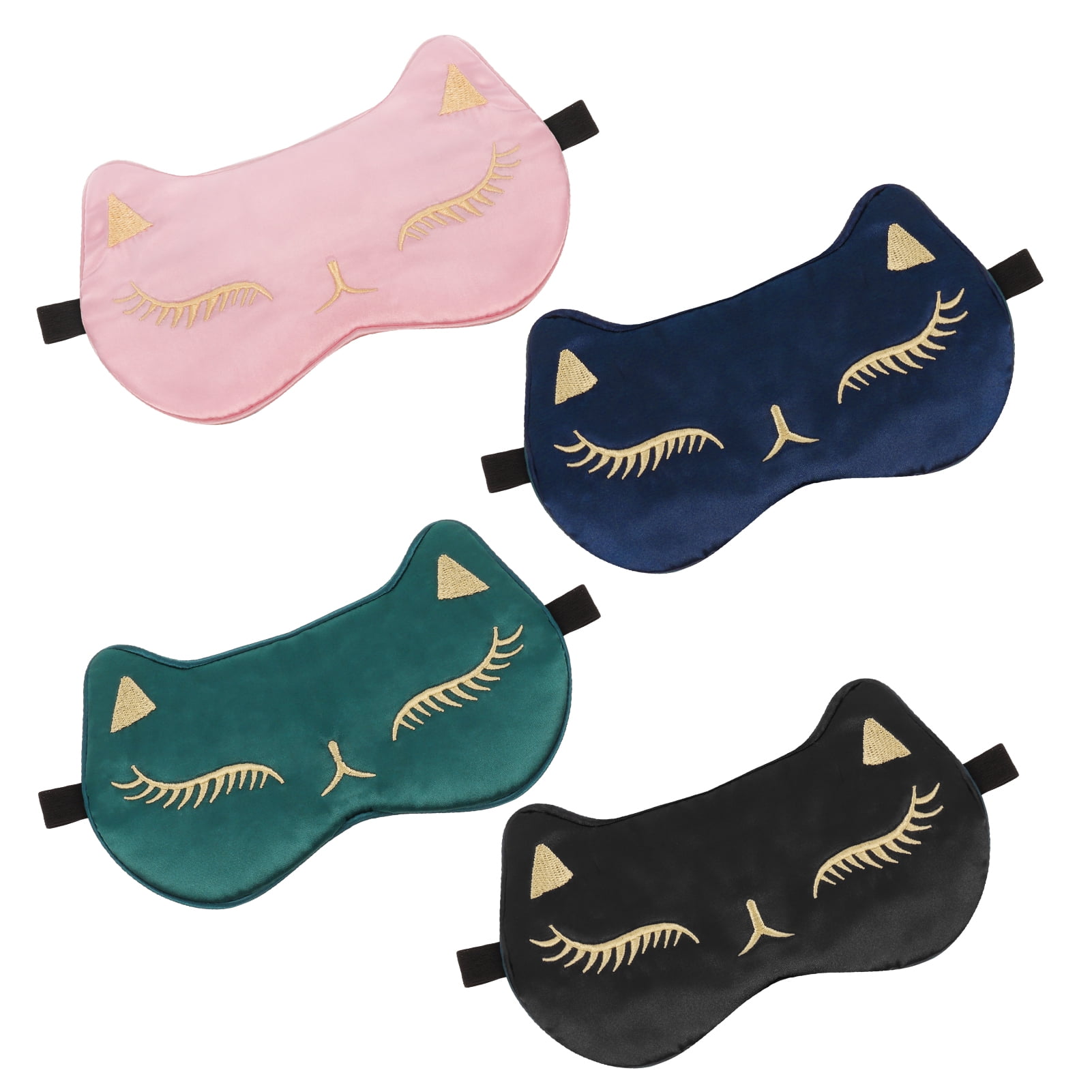 AOWOO 4 Pack Cute Silk Sleep Eye Mask, Adjustable Sleeping Eye Mask With Fox Pattern, Non
