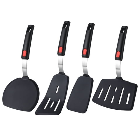 AOWOO 4-Pack Heat Resistant Silicone Spatula Set - 600F Safe Nonstick Kitchen Utensils for Cooking, BPA Free Rubber Turner for Eggs, Pancakes & Fish - Flexible Spatulas for Nonstick Cookware