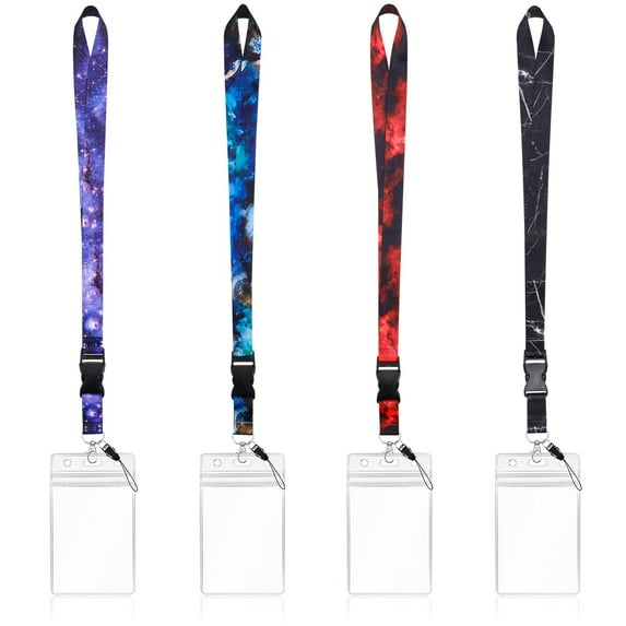 AOWOO 4 Pack Waterproof Cruise Lanyard with ID Badge Reel Holder & Detachable Buckle for Cruises Ships Key Cards, Cruise Lanyards, Lanyards for Badge with Card Holder
