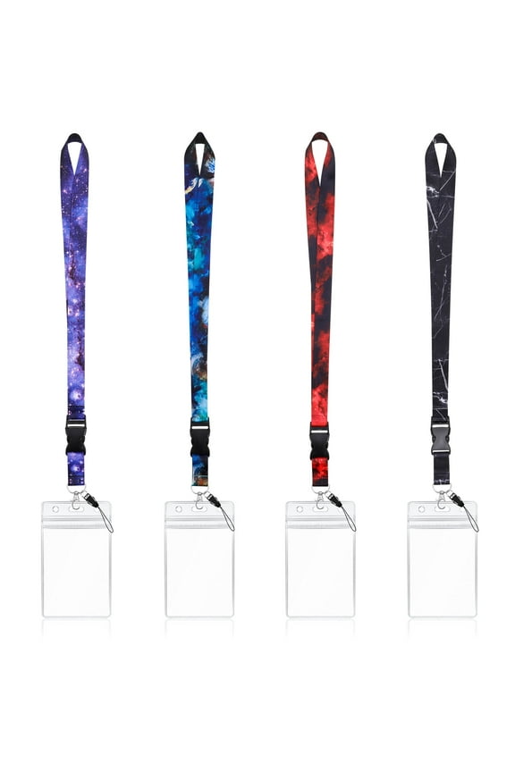 4 Pack Waterproof Cruise Lanyard with ID Badge Reel Holder & Detachable Buckle for Cruises Ships Key Cards, Cruise Lanyards, Lanyards for Badge with Card Holder