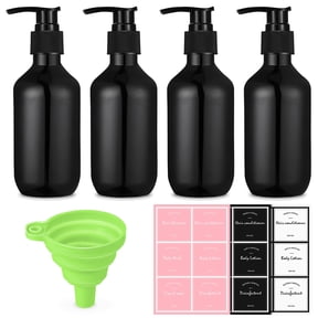 AOWOO 4 Packs Empty Pump Bottles, 16.9oz /500ml Shampoo Bottle Dispenser, Refillable Shampoo Bottles with Stickers Funnel, Reusable Squeeze Lotion Dispenser for Liquid Soap Bathroom