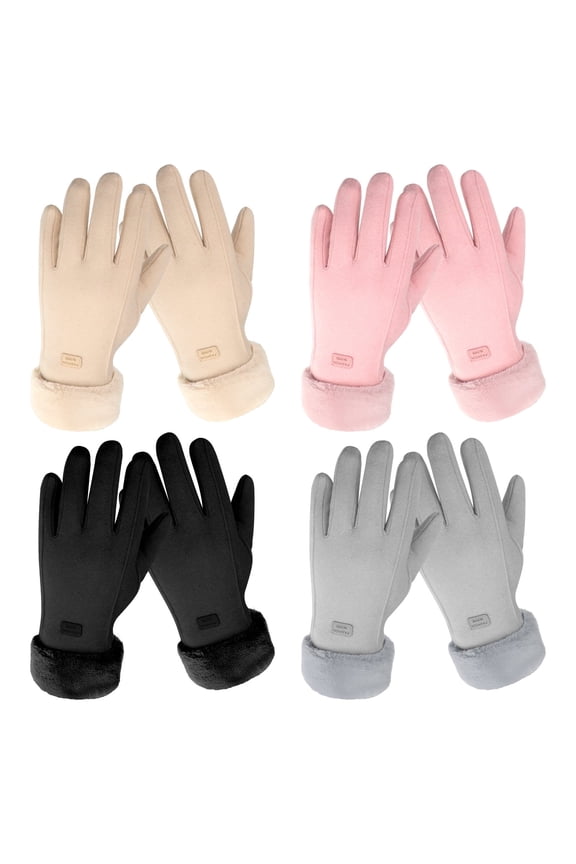 4 Pairs Womens Winter Gloves for Cold Weather, Touchscreen Warm Texting Knit Gloves for Women Soft Velvet Fleece Lined