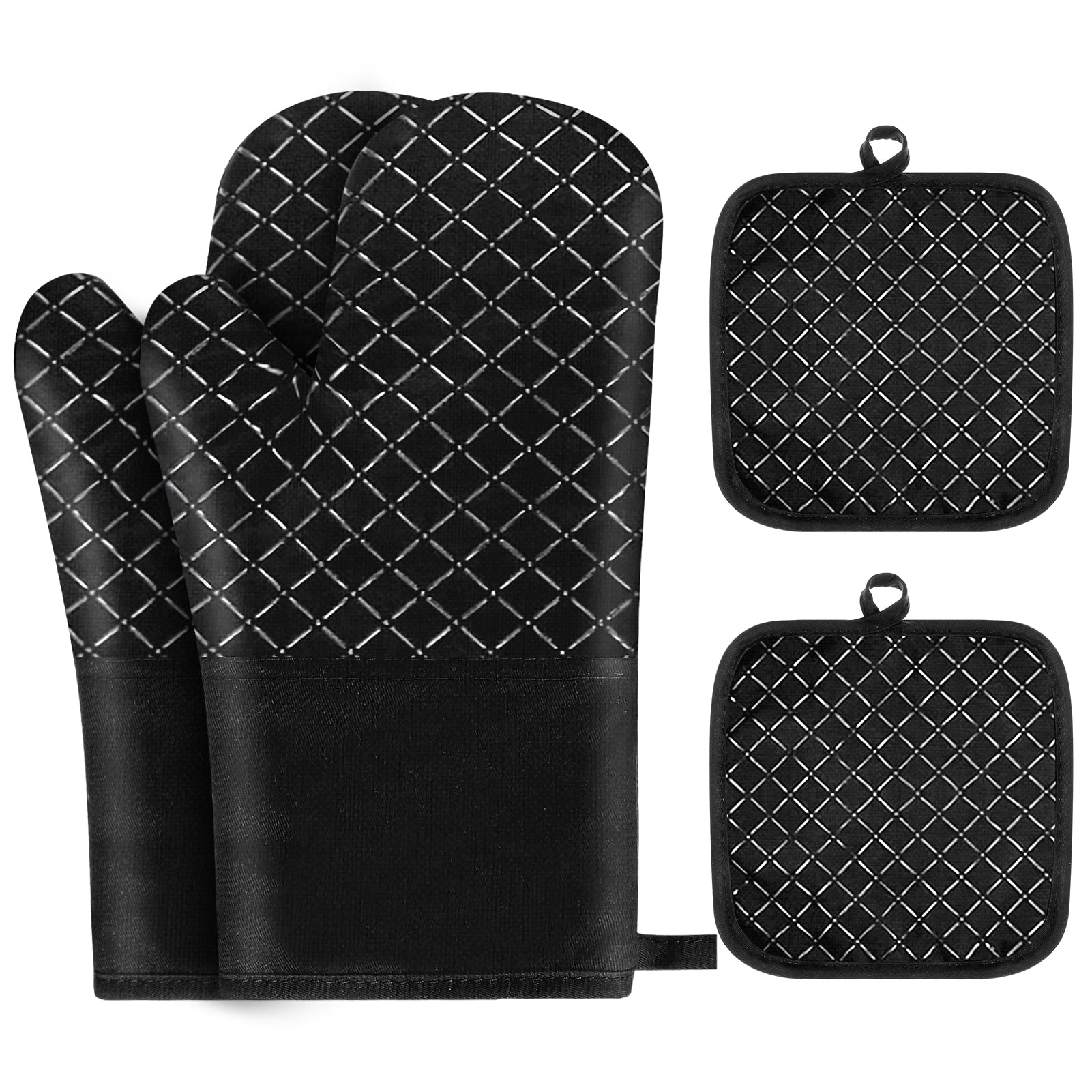 AOWOO 4 Pcs Pot Holders and Oven Mitts Sets, Bake Pot Holders Gloves ...
