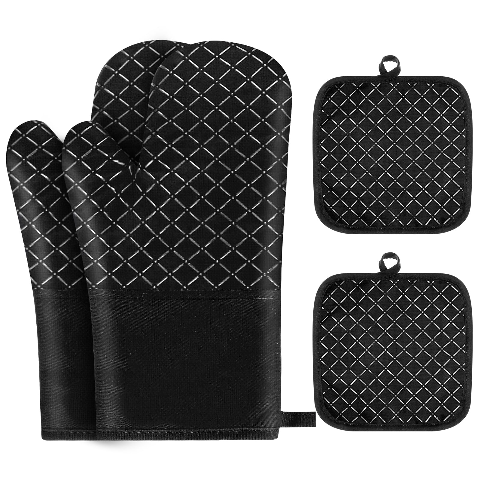 AOWOO 4 Pcs Pot Holders and Oven Mitts Sets, Bake Pot Holders Gloves