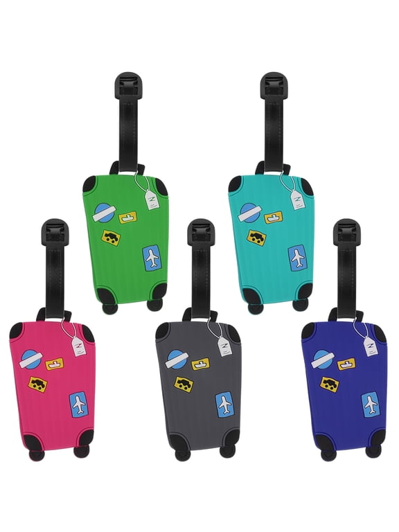 5 Pcs Luggage Tags, Flexible Silicone Travel Identification Tag Set, Cute Bright Baggage Tags for Suitcases, Bags and Luggage(Multi-Color)