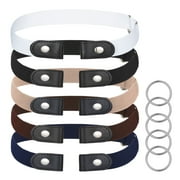 5 Pcs No Buckle Elastic Belt for Women Men, Buckle Free Invisible Adjustable Waist Belt Buckleless Stretch Belt for Jeans Pants Dress