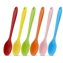 AOWOO 6 Pack Silicone Serving Spoons Set, 10.8'' Large Silicone Spoons, Heat Resistant Kitchen Spoons for Cooking, Mixing, Stirring and Serving, Dishwasher Safe(Multicolor)