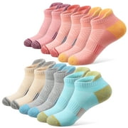AOWOO 6 Pairs Running Ankle Socks for Women, Athletic Cotton Cushioned Sports Socks, Workout No Show Socks Breathable Cushion Running Socks Ladies Casual Nonslip Ankle Athletic Socks(M)