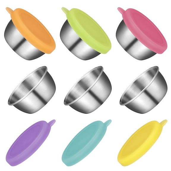 AOWOO 6 Pcs 1.6 Oz Salad Dressing Container To Go, Condiment Cups Containers with Lids, Stainless steel Reusable Leakproof Dipping Sauce Cups for Picnic Travel