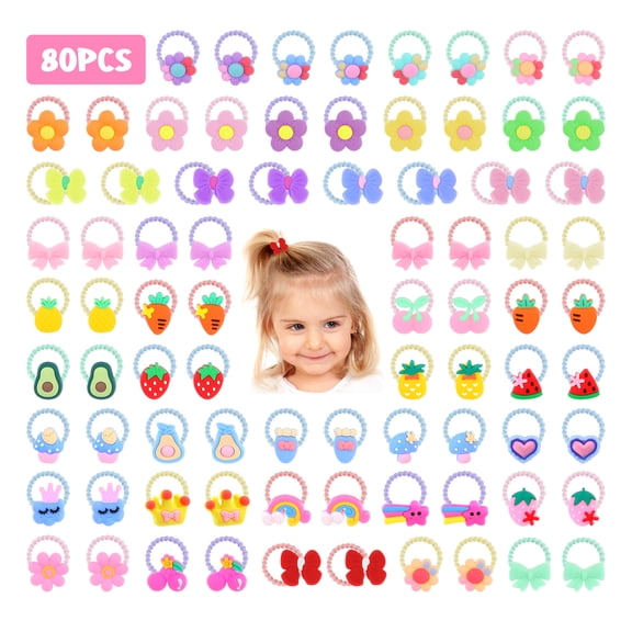 AOWOO 80 Pcs Baby Hair Ties for Girls,  Cute Small Hair Ties for Thin Hair, Multicolor Toddler Hair Ties, 40 Pairs Ponytail Holders Elastic Hair Rubber Bands for Baby Girls Teens Toddlers, Infants