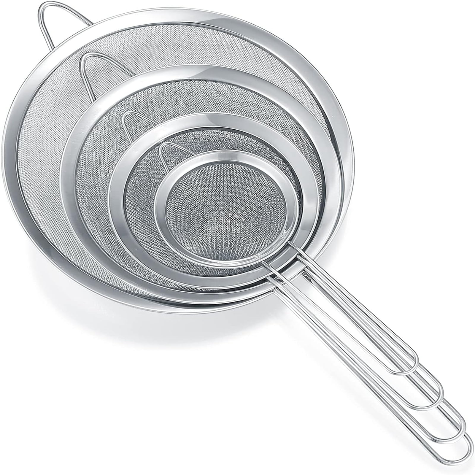 AOWOO Fine Mesh Strainer Set of 4, 3", 5", 8",9.6" Stainless Steel Wire