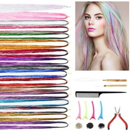 Hair Tinsel Kit With Tools 12 Colors 2400 Strands Hair Tinsel Glitter Hair  Extensions Kit Sparkling Shiny Hair Extensions Silk Fairy Hair Tinsel  Strands Kit Hair 47inch Heat Resistant Hair Tensile