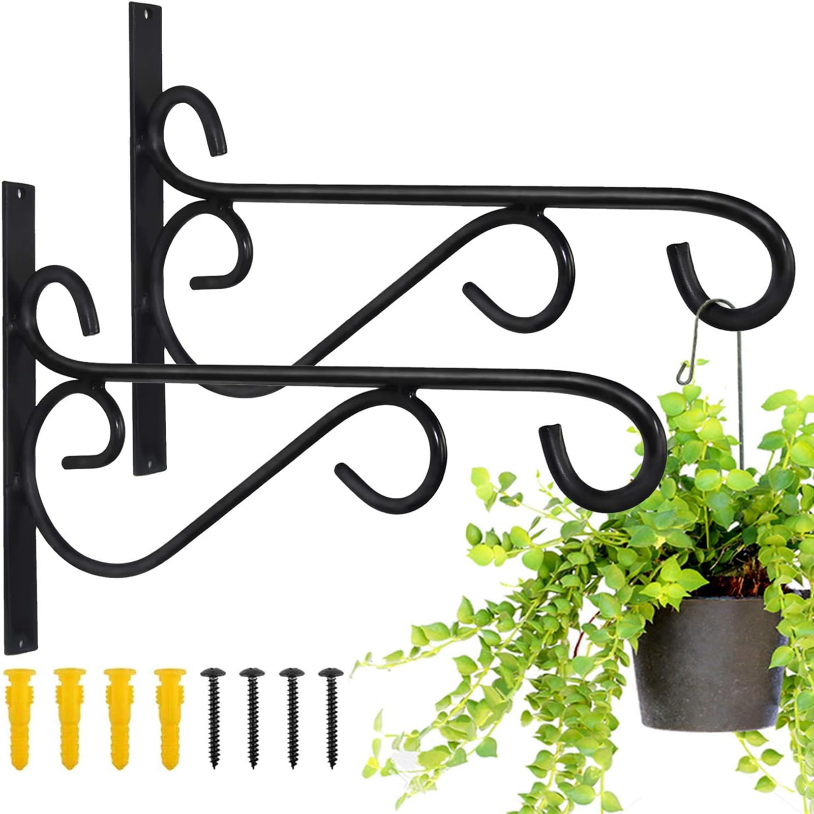AOWOO Hanging Plant Brackets, 2 Pcs 12 Inch Heavy Duty Wall Mount
