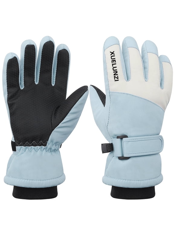 Kids Winter Gloves, Kids Cold Weather Insulated Outdoor Snow Ski Gloves for Snowboarding, Sledding, Waterproof Winter Warm Gloves for Boys Girls 7-10 Years Old