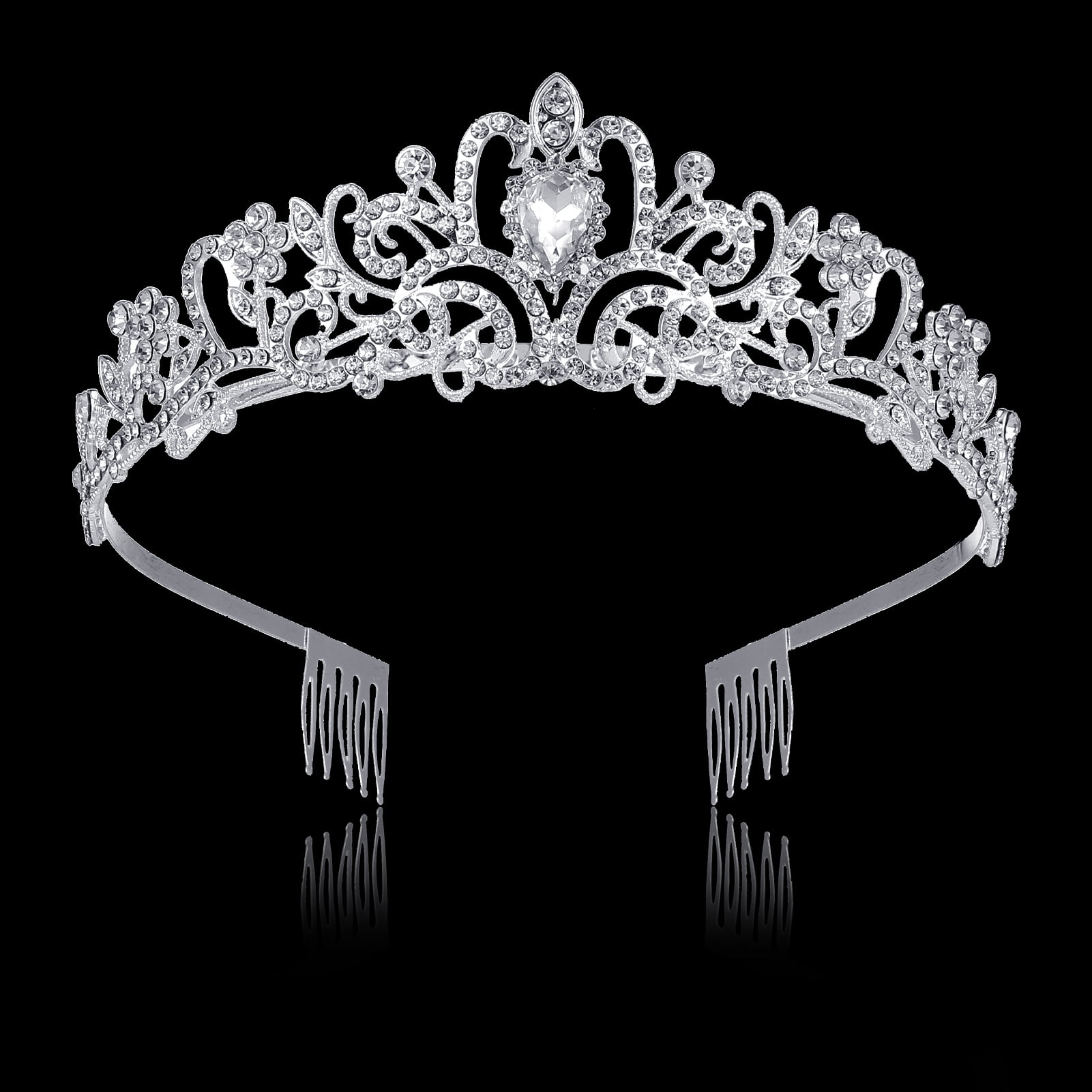 AOWOO Silver Crystal Tiaras and Crowns, Headband Princess Elegant Crown with Combs for Women Girls, Queen Crowns Rhinestone Princess Tiaras for Bridal Birthday Prom Cos-play Costume Christmas