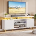 thumbnail image 1 of Laintene TV Stand for 65" TV, LED Entertainment Center with Adjustable Shelves, Storage Cabinets & Power Outlets, Fluted TV Console for Living Room, White Finish, 1 of 9