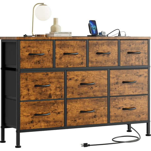 AOWOS Dresser TV Stand with 10 Drawers Dresser for Bedroom, Chests of