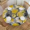 thumbnail image 1 of AOXIT Grey and Yellow Tablecloth, Hand Drawn Sketchy Geometrical Circles Image, Round Table Cover for Dining Room Kitchen Decor, 1 of 8