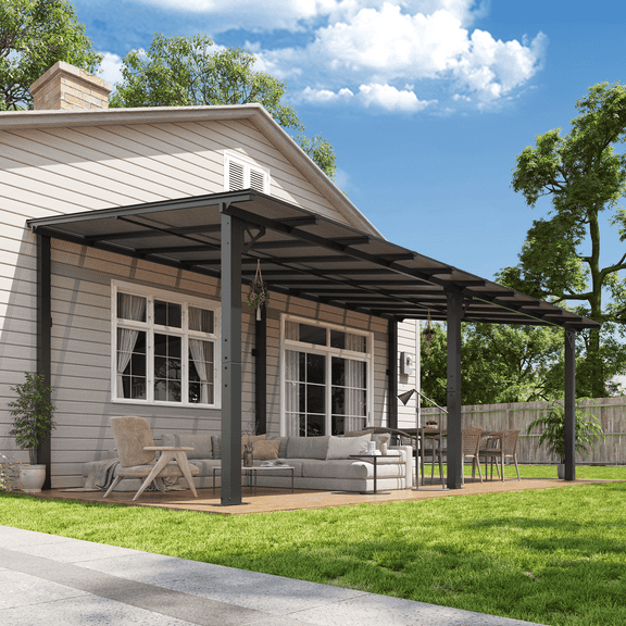 AOXUN 10' x 20' Hardtop Gazebo Outdoor Aluminum Pergola For Garden, Patio, Backyard-Black